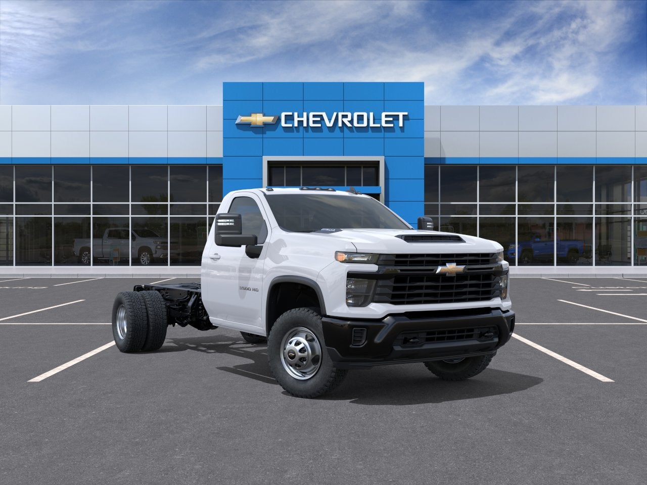 2026 Chevrolet Silverado 3500 HD Chassis Cab Work Truck in Summit White — front three-quarter view