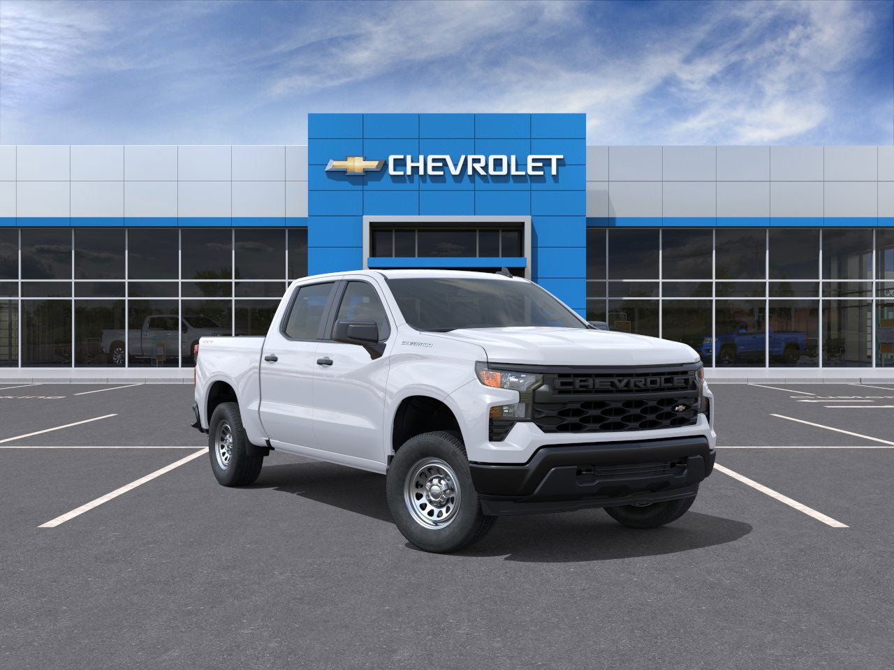 2026 Chevrolet Silverado 1500 WT in Summit White — front three-quarter view