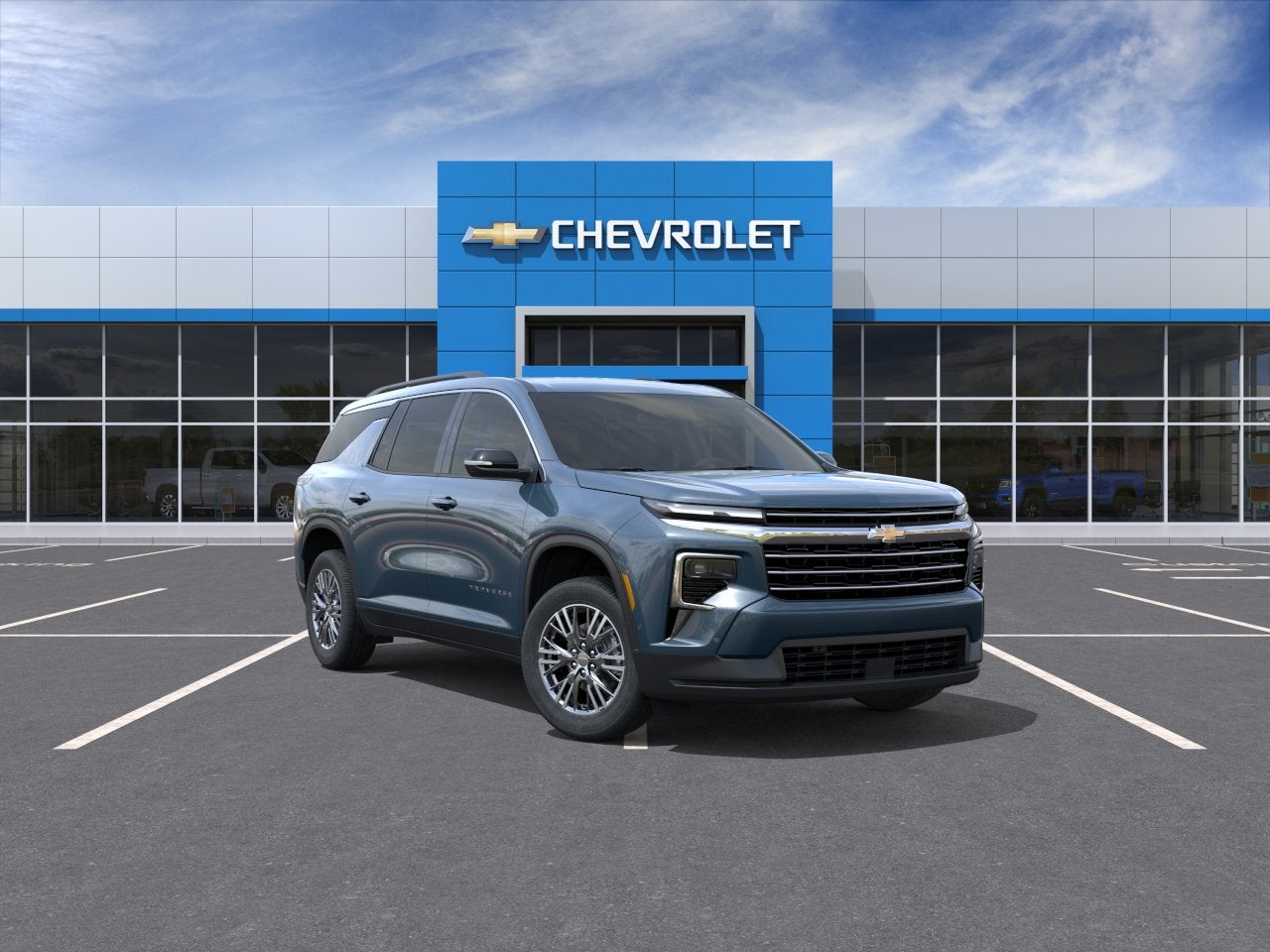 2026 Chevrolet Traverse LT in Lakeshore Blue Metallic — front three-quarter view