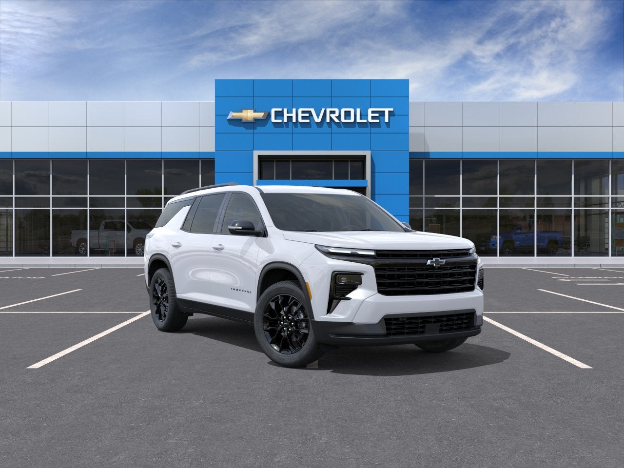2026 Chevrolet Traverse LT in Summit White — front three-quarter view