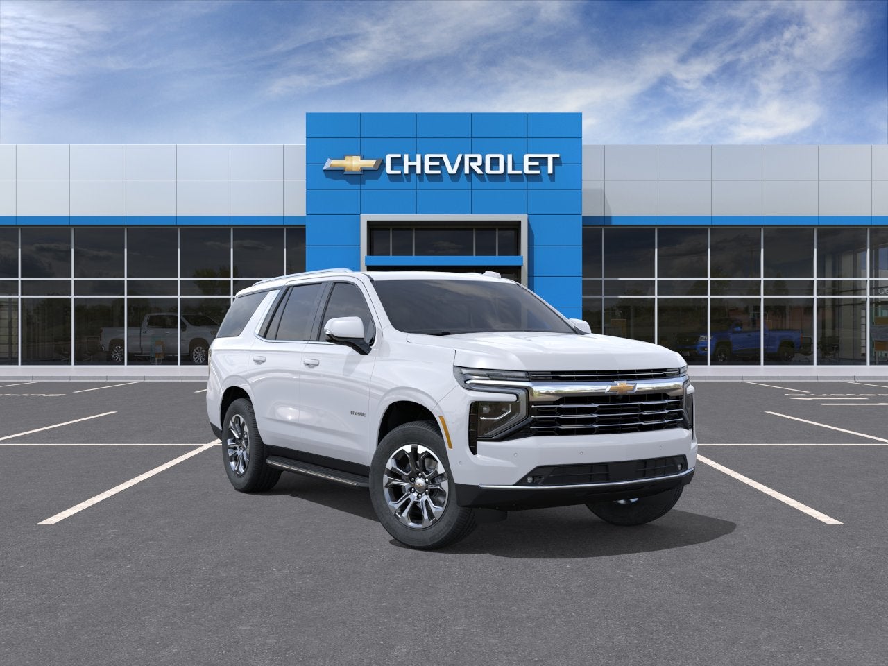2026 Chevrolet Tahoe LT in Summit White — front three-quarter view